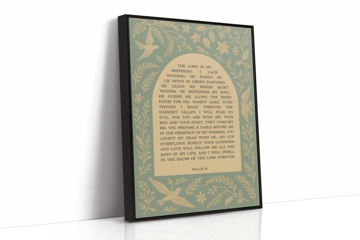 Psalm 23 Scripture with Doves and Florals