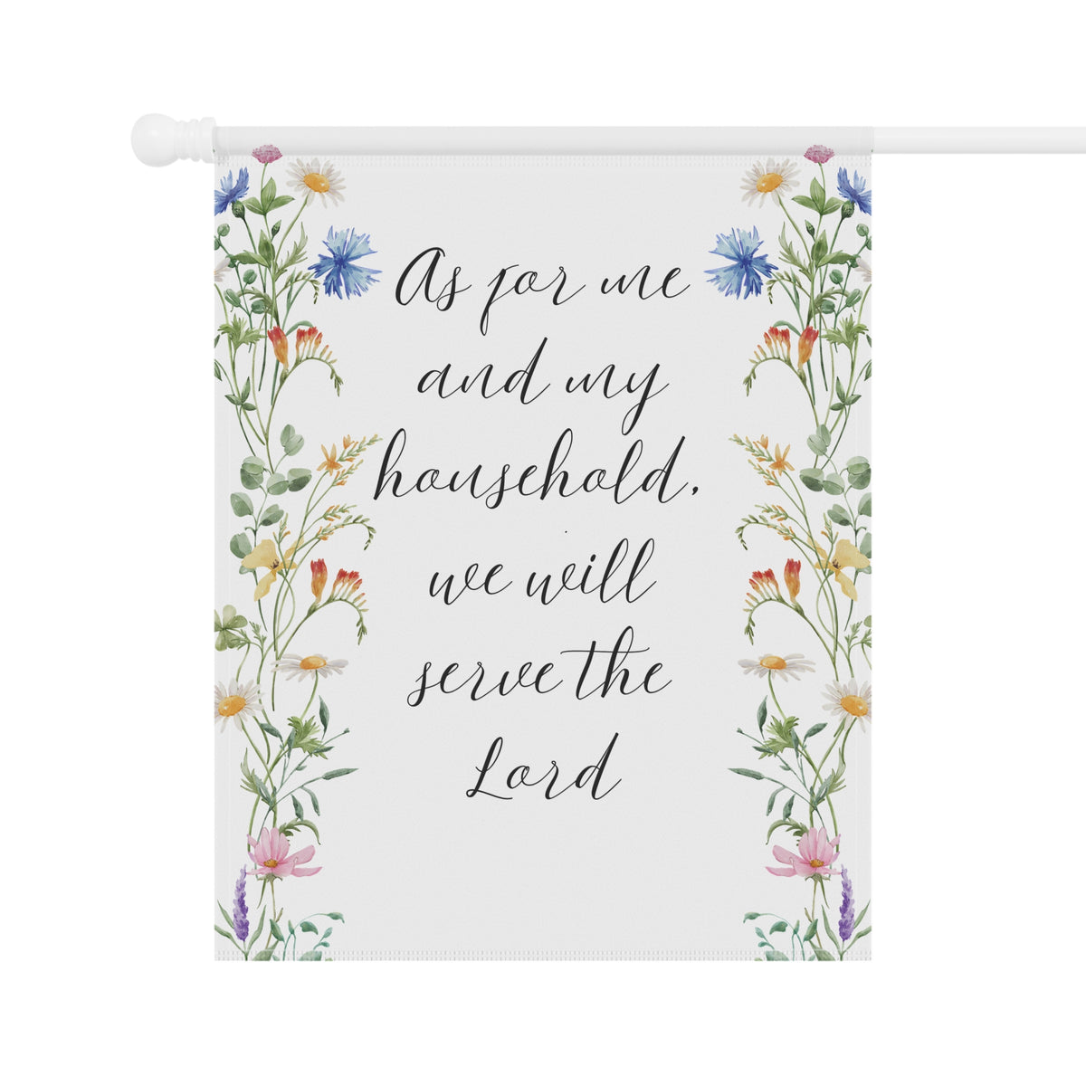 Garden Prayer House Banner — “As for me and my household, we will serve the Lord” Decorative Garden Flag