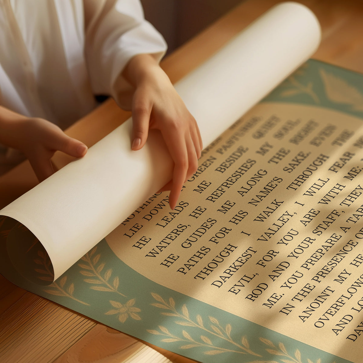 Psalm 23 Scripture with Doves and Florals