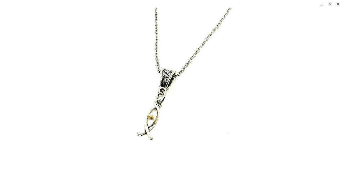 Mustard Seed Fish Necklace With V-shaped Bale, Mustard Seed Jewelry, Mustard Seed Gifts, Faith Jewelry, Matthew 17 20 Gifts, Christian Gifts